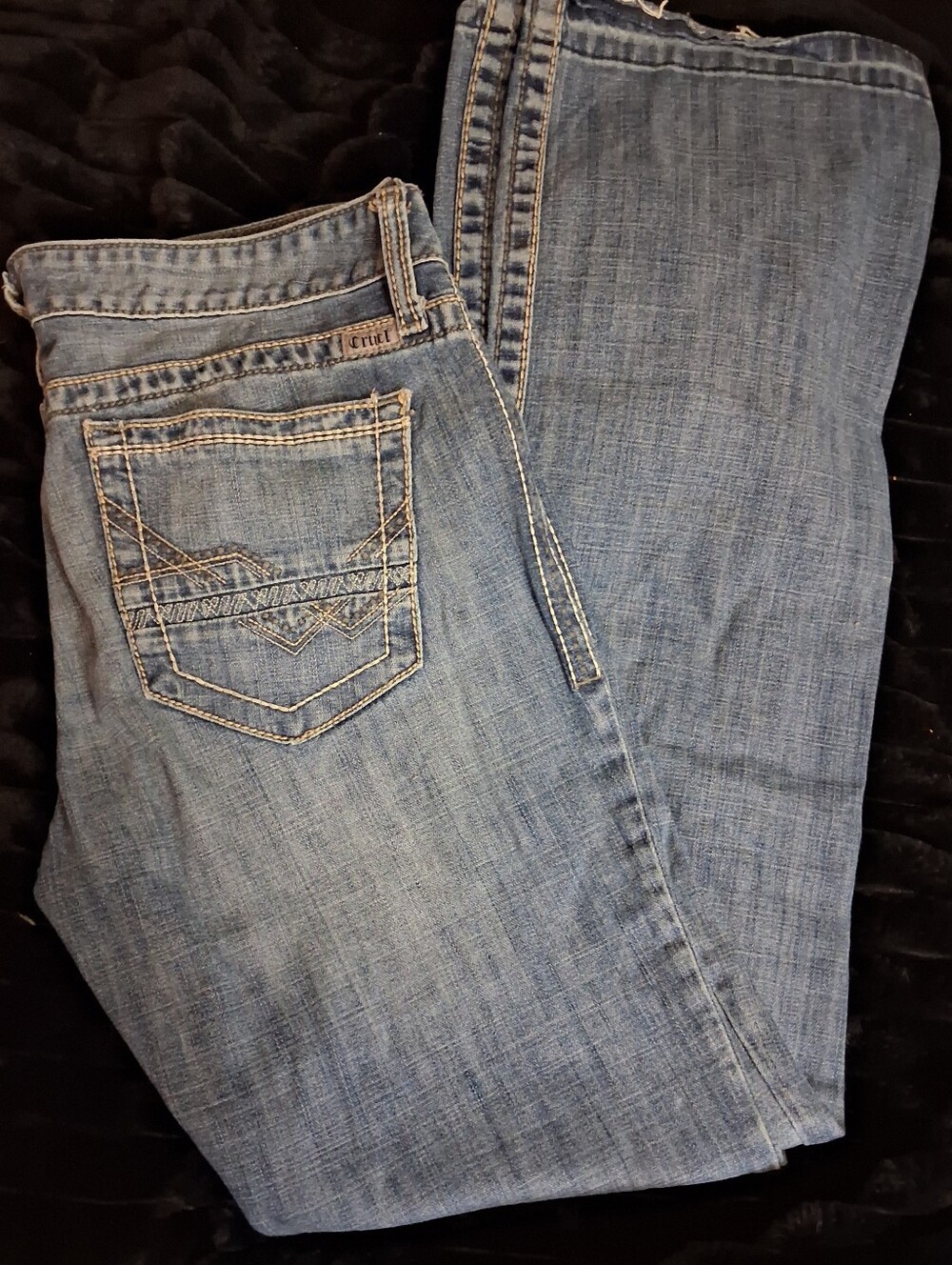 Women's Light Blue Boot Cut Jeans with Embroidered Pocket